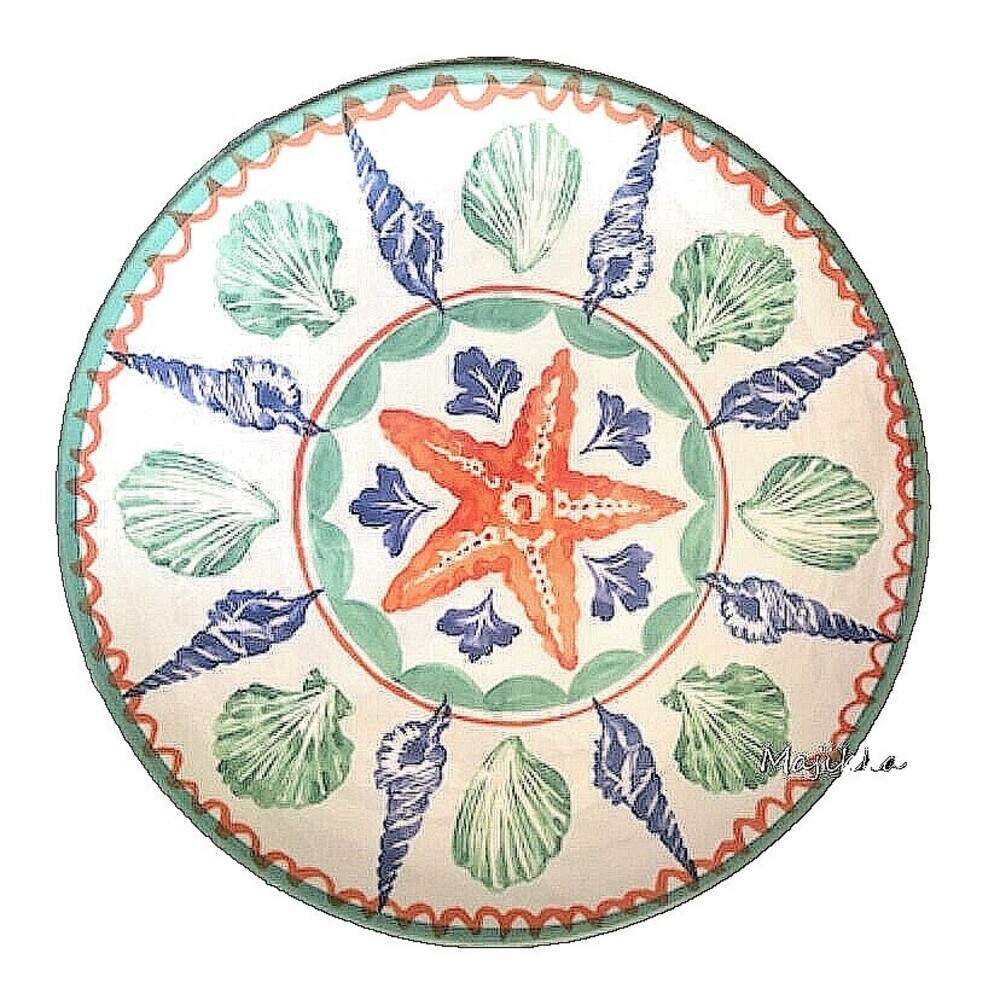 Sigrid Olsen Melamine Starfish Seashell Coastal 11" Dinner Plates Set of 4 Beach